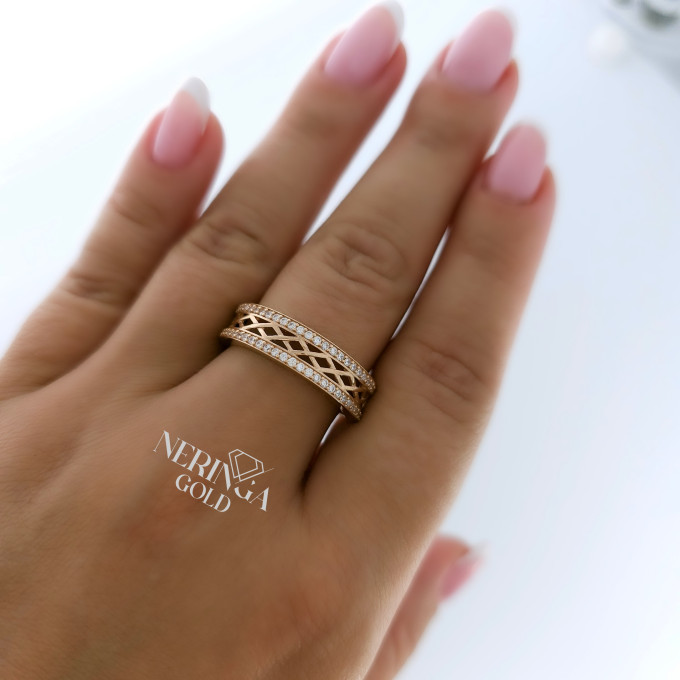 Rose gold women's ring #61325