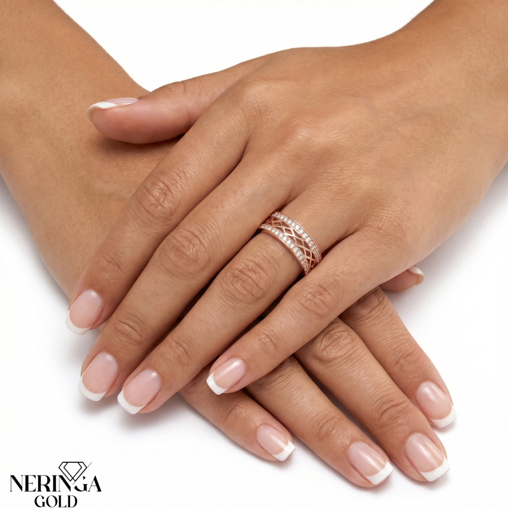 Rose gold women's ring #65755