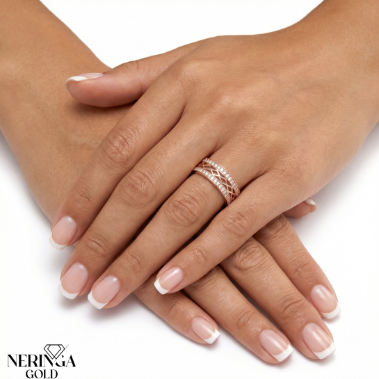 Rose gold women's ring #64992