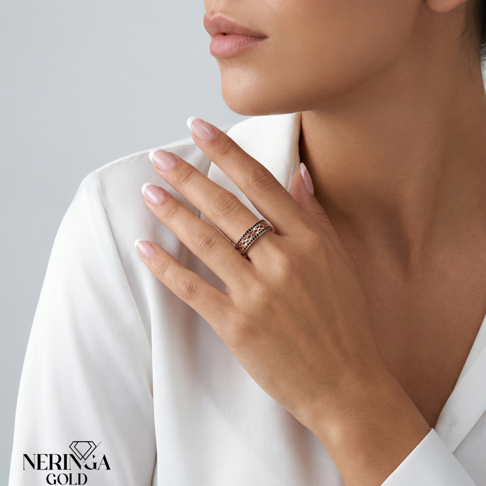 Rose gold women's ring #65732