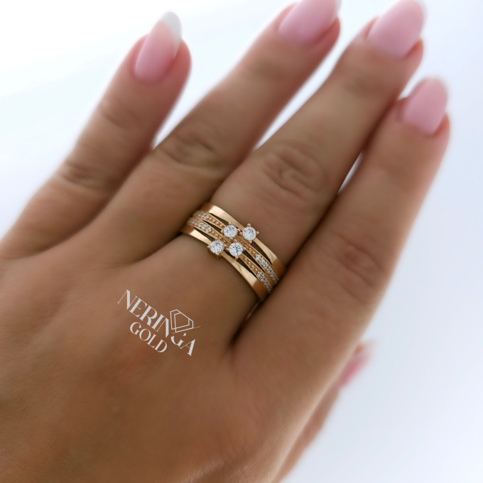 Rose gold women's ring #61378