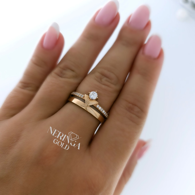 Rose gold women's ring #61322