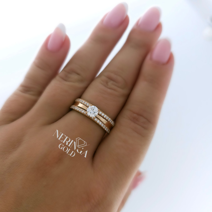 Rose gold women's ring #64541