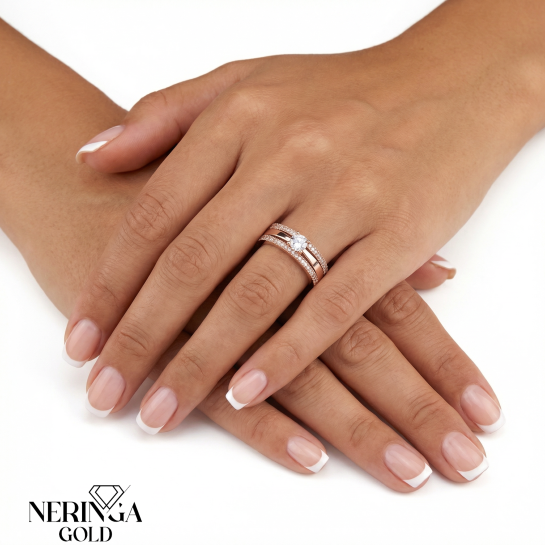 Rose gold women's ring #65631