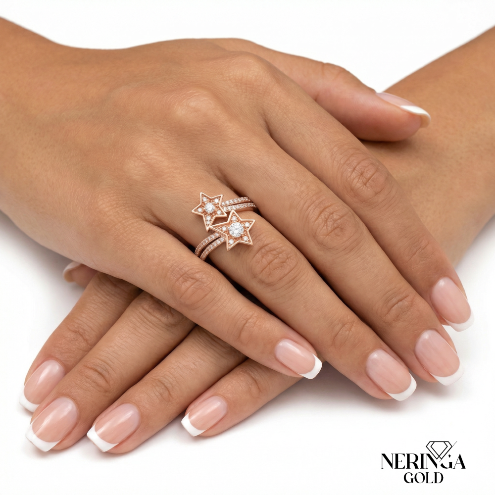 Rose gold women's ring #65123