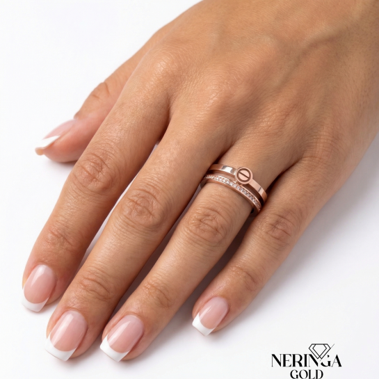 Rose gold women's ring #65186