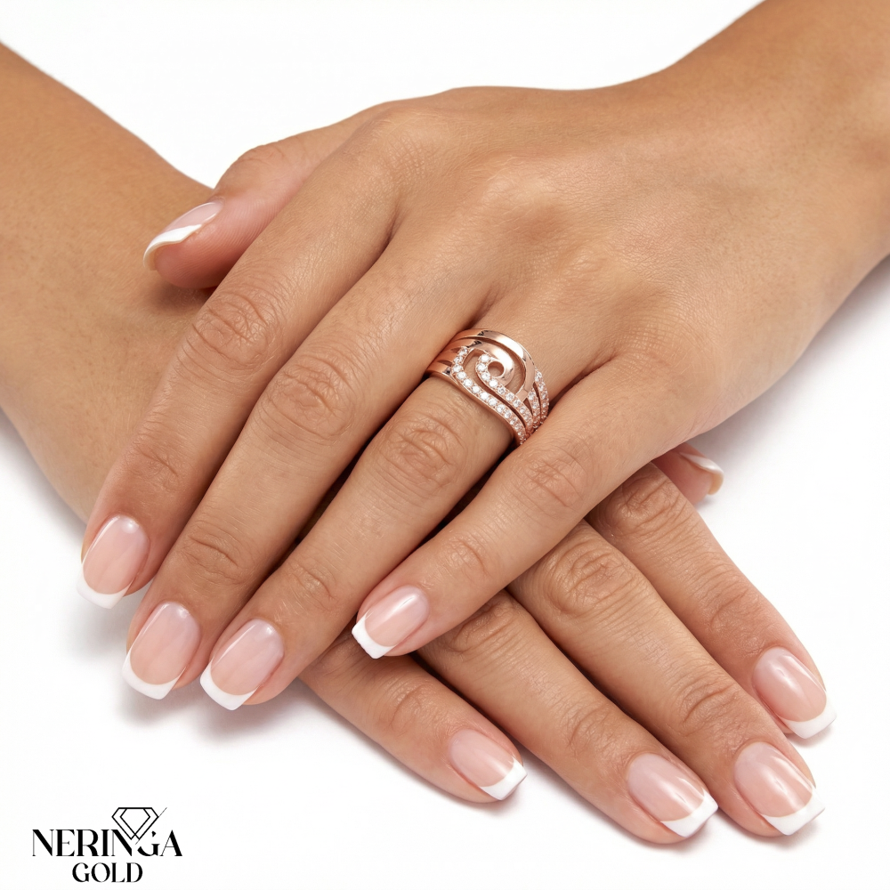 Rose gold women's ring #65053