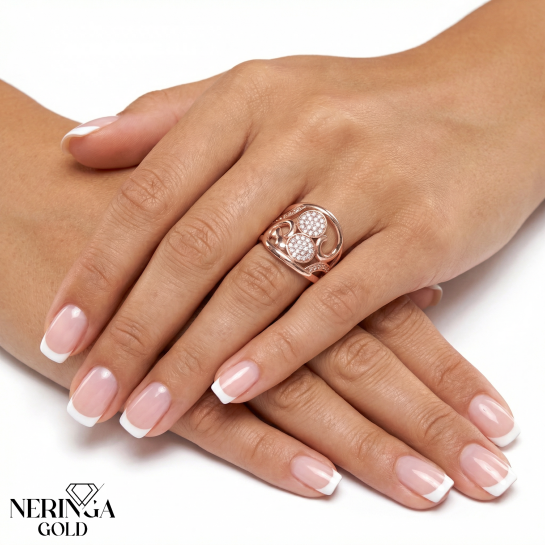 Rose gold women's ring #65387