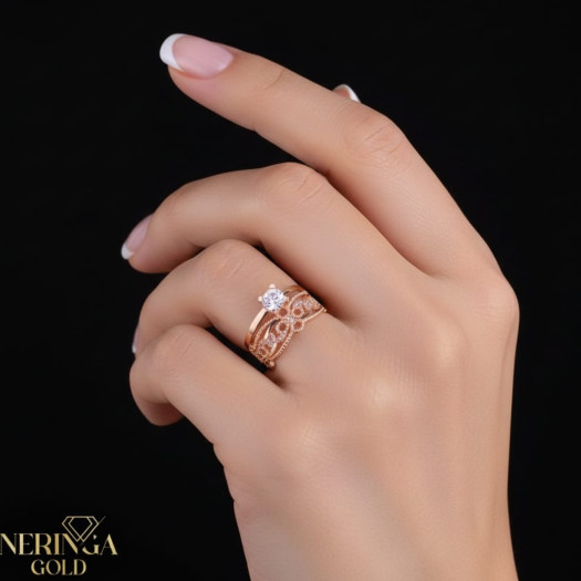 Rose gold women's ring #65057
