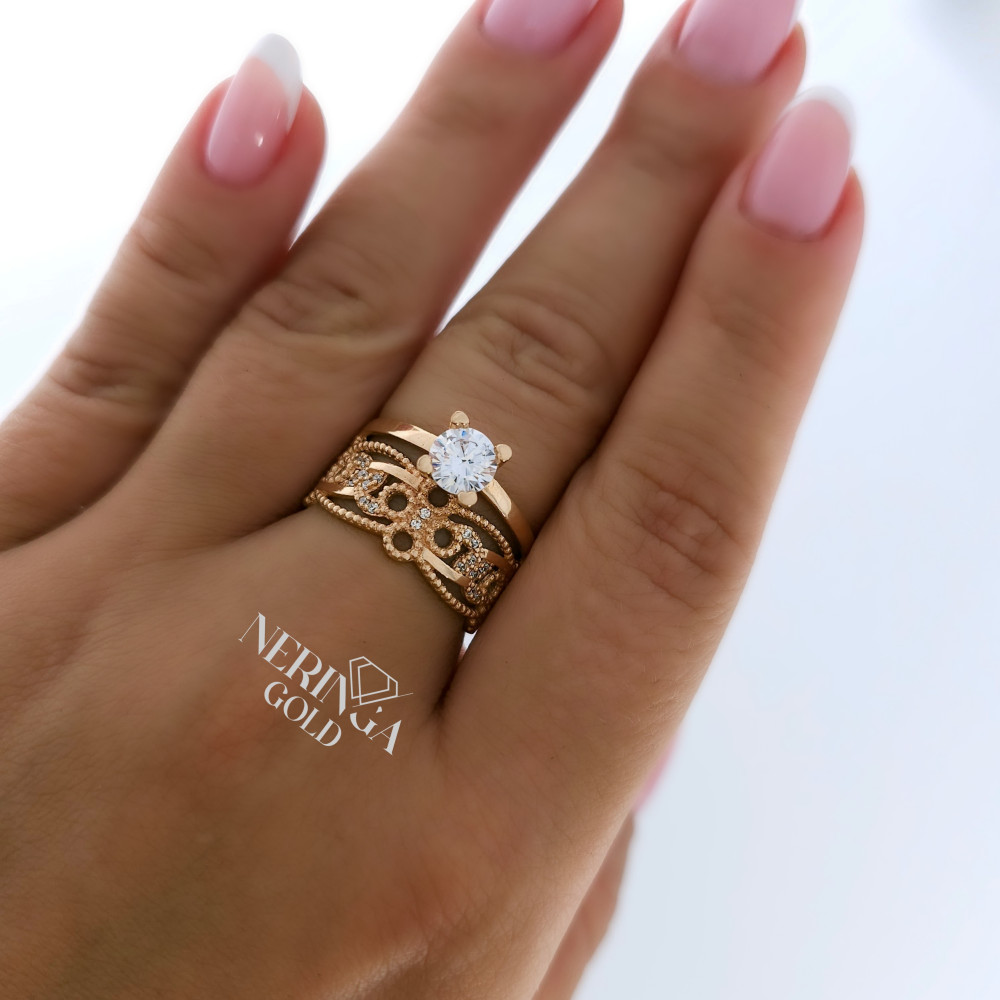 Rose gold women's ring #60036