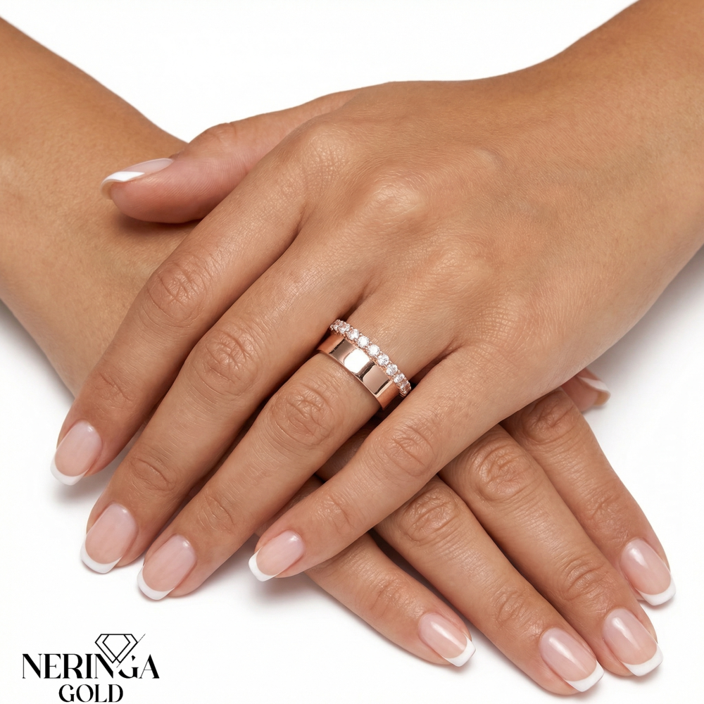 Rose gold women's ring #64909