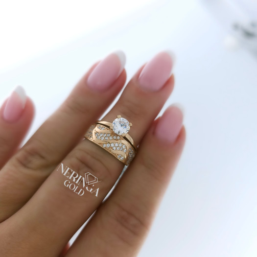 Rose gold women's ring #65133