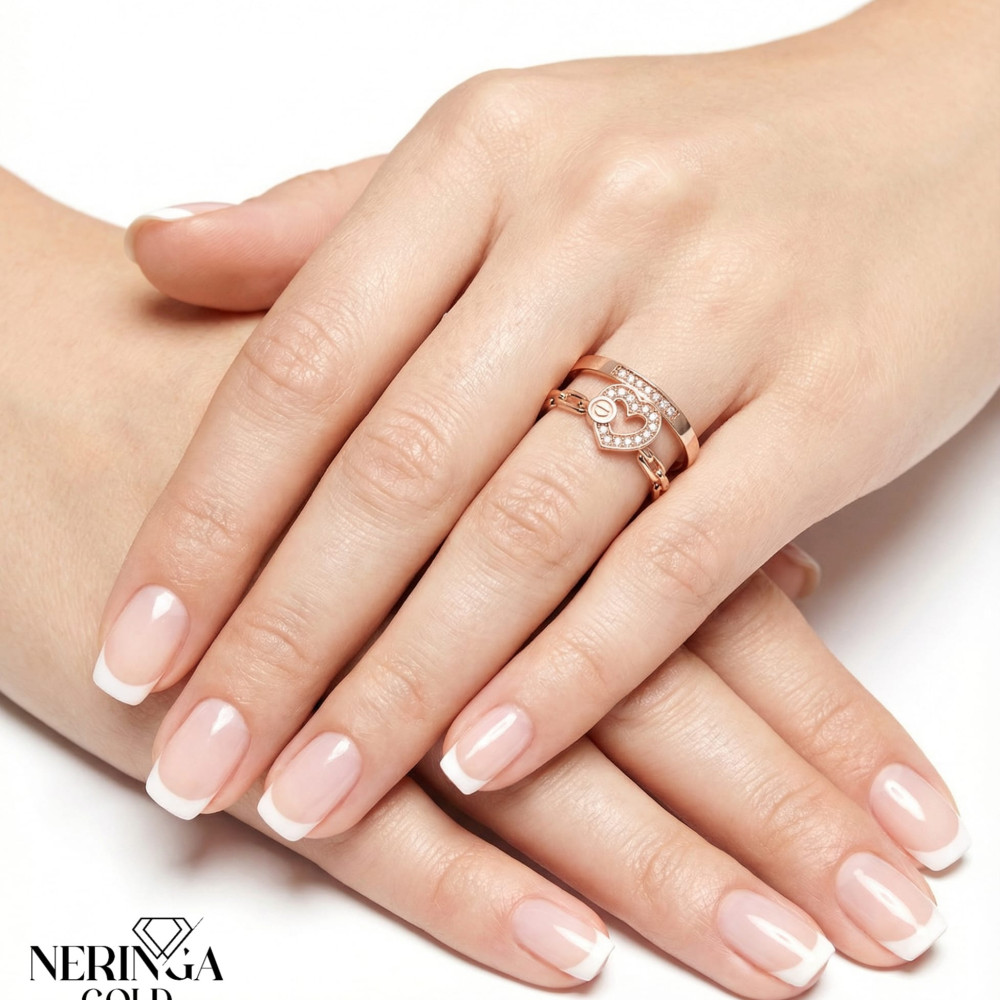 Rose gold women's ring #65316