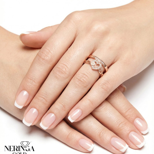 Rose gold women's ring #65316