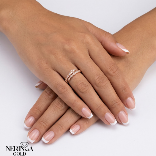 Rose gold women's ring #65182