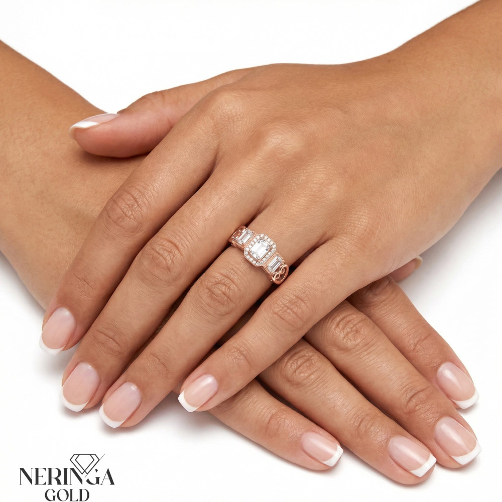 Rose gold women's ring #65446