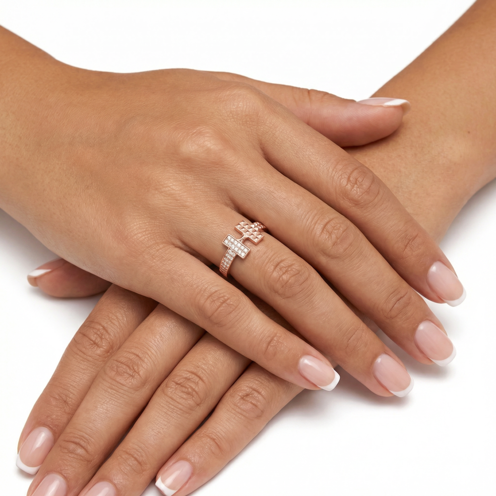 Rose gold women's ring #65216