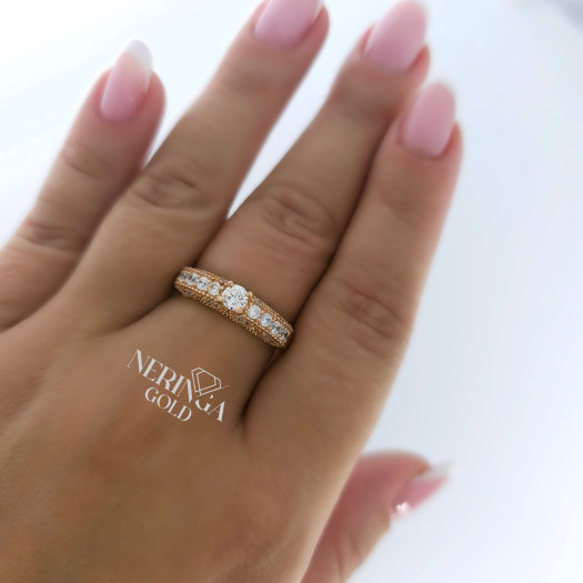 Rose gold women's ring #65599