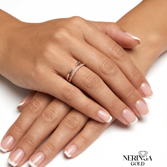 Rose gold women's ring #65173