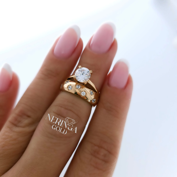 Rose gold women's ring #61003