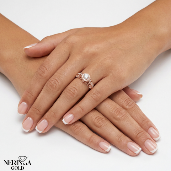 Rose gold women's ring #65171