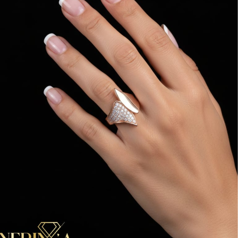 Rose gold women's ring #65719