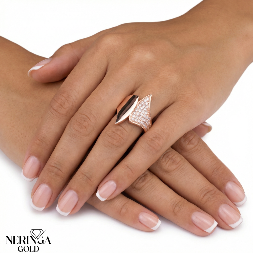 Rose gold women's ring #65719