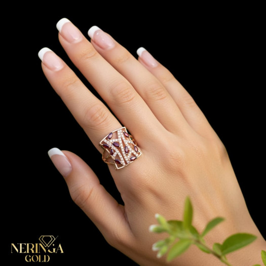 Rose gold women's ring #65573