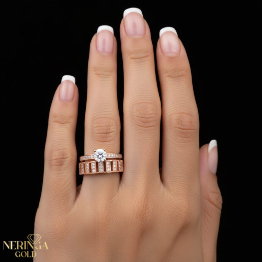 Rose gold women's ring #65047
