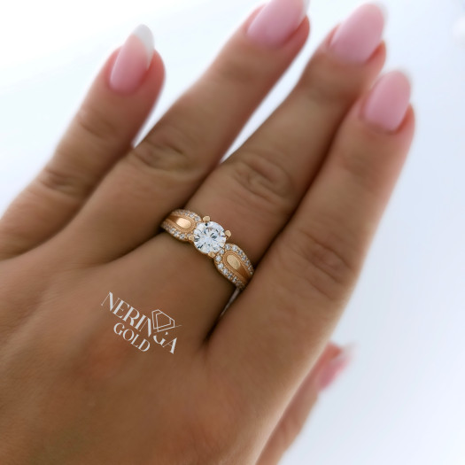Rose gold women's ring #65250