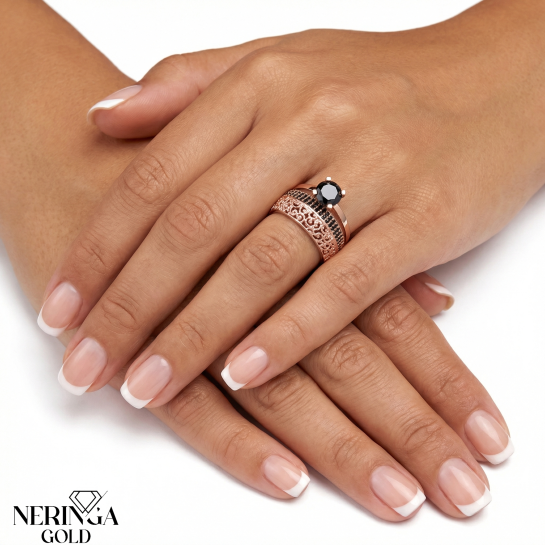 Rose gold women's ring #64960