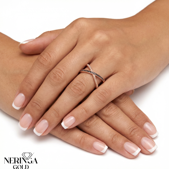 Rose gold women's ring #65271