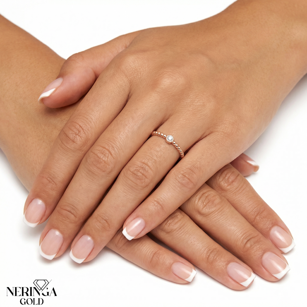 Rose gold women's ring #64873