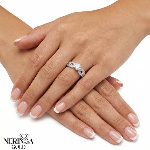 White gold women's ring #65477