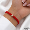 Rose red color cord gold thread bracelet #66800