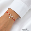 Rose red color cord gold thread bracelet #66841