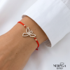 Rose red color cord gold thread bracelet #66843