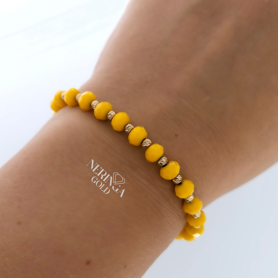 Rose black color cord gold thread bracelet #66851