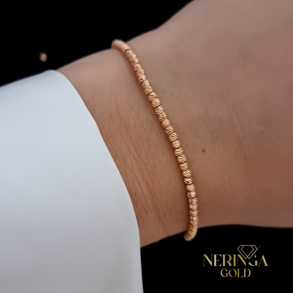 Rose black color cord gold thread bracelet #68439