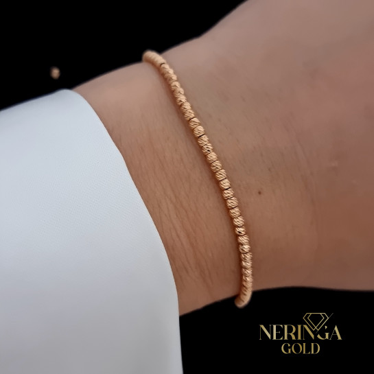 Rose black color cord gold thread bracelet #68439