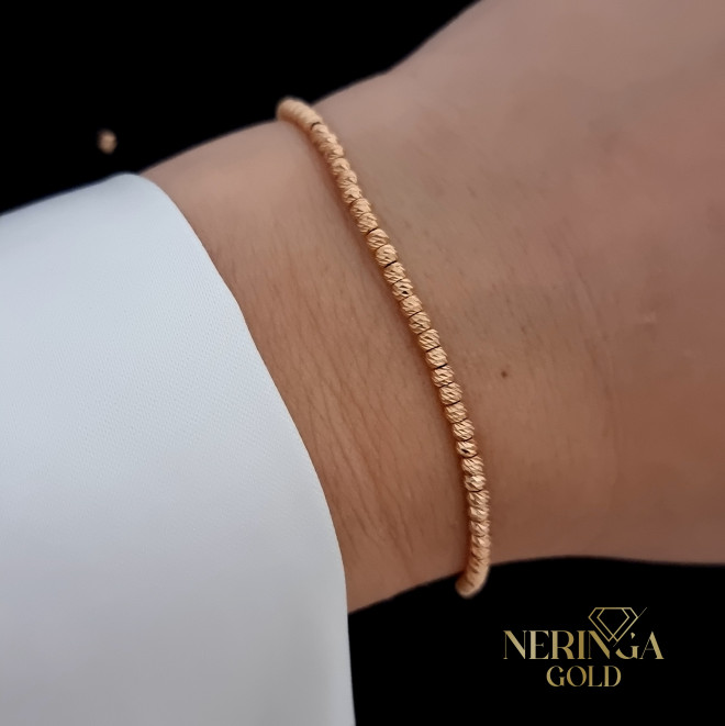 Rose black color cord gold thread bracelet #68440