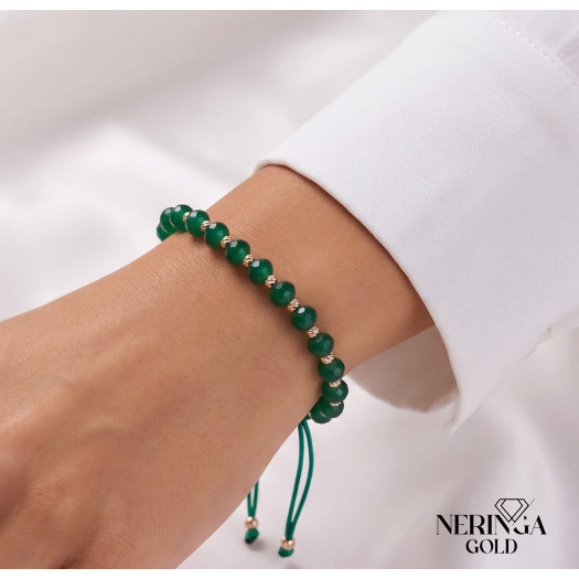 Rose green color cord gold thread bracelet #69321