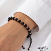 Rose black color cord gold thread bracelet #69310
