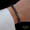 Rose blue color cord gold thread bracelet #68486