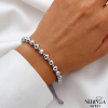 Rose grey color cord gold thread bracelet #68451