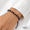 Rose black color cord gold thread bracelet #69428
