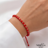 Rose red color cord gold thread bracelet #68829