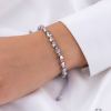 Rose grey color cord gold thread bracelet #68473