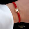Rose red color cord gold thread bracelet #68857