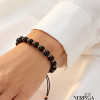 Rose black color cord gold thread bracelet #69343